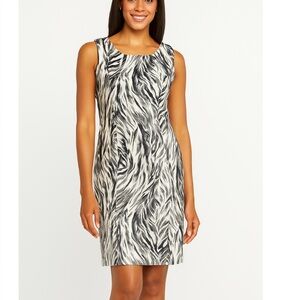 Talbots SALE! white Grey Sheath sleeveless Dress size 10 large women’s career